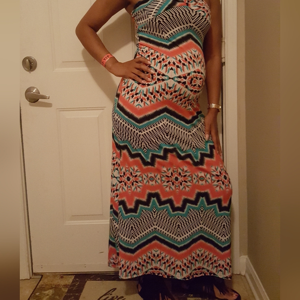Colorful Geometric Charlotte RUSSE Maxi Dress